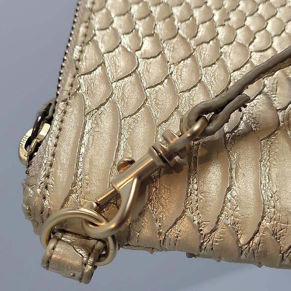 Devi Kroell Faux Snakeskin Gold Clutch / Purse - Picture 10 of 10